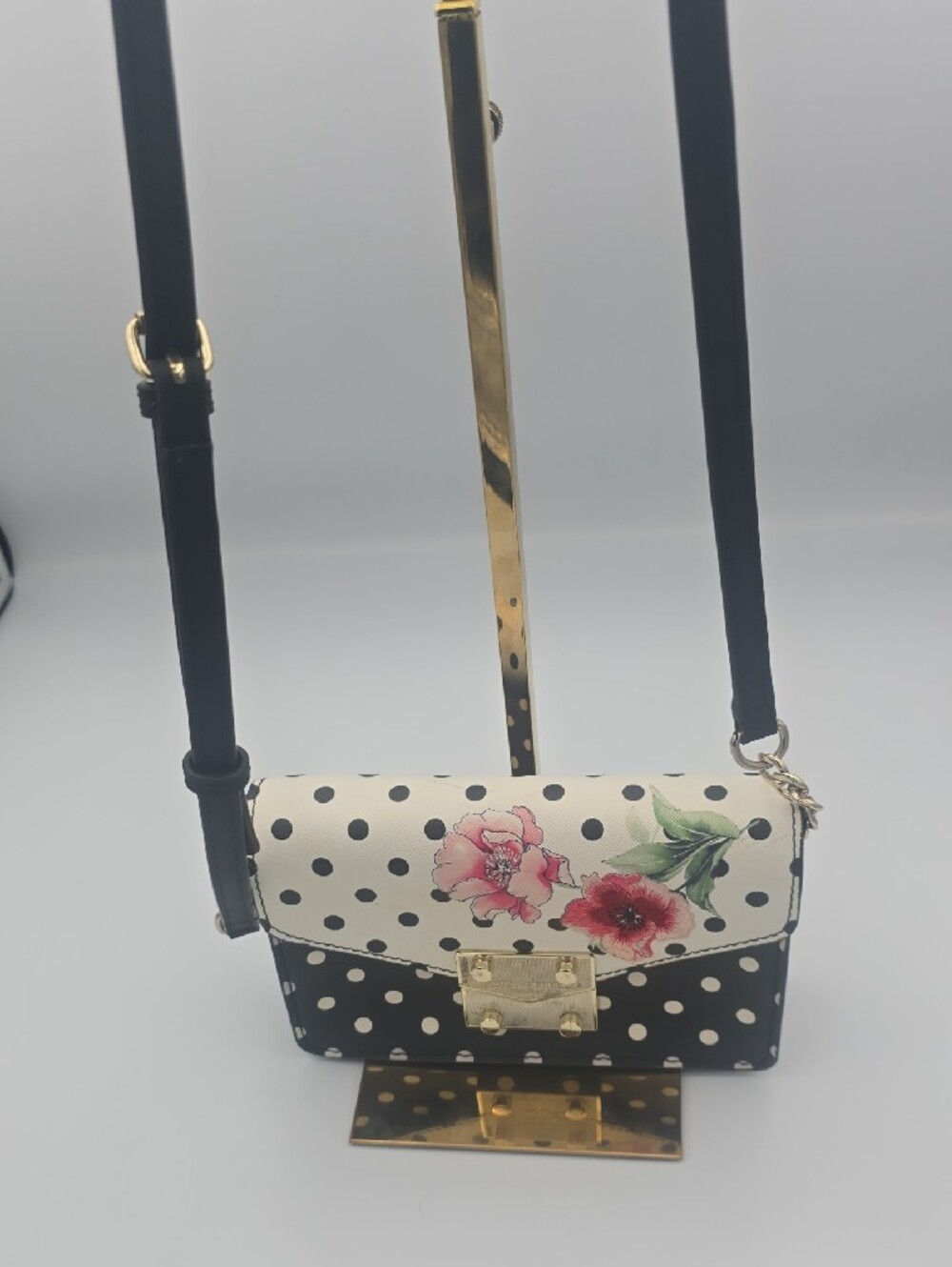 Karl Lagerfeld Corinne Black/White Polka Dot Floral Small Crossbody (EUC)(HTF)🌸 - Picture 4 of 14